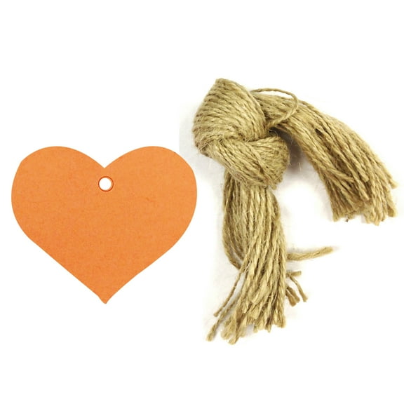 Wrapables® 50 Gift Tags/Kraft Hang Tags with Free Cut Strings for Gifts, Crafts & Price Tags, True Heart (Orange)