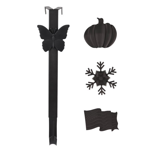 Haute Decor Adapt™ Adjustable Wreath Hanger, Top & Length Adjustable with 4 Interchangeable Icons - Matte Black