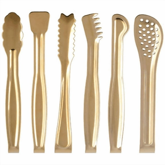 Mini Serving Tongs Set 6-Inch Appetizers Tongs Stainless Steel Small Sugar Cube Tongs Ice Tongs, Set of 6