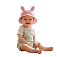 thumbnail image 5 of Baby Sun Hat Kids Boys Girls Cotton Solid Bucket Hat with Ears Adjustable Chin Strap Summer Hat for Toddler 0-3 Years, 5 of 6