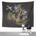 thumbnail image 2 of REFRED Exotic Flowers and Anchor with Hummingbird Trend Floral on Black Wall Art Hanging Tapestry Home Decor for Living Room Bedroom Dorm 51x60 inch, 2 of 2