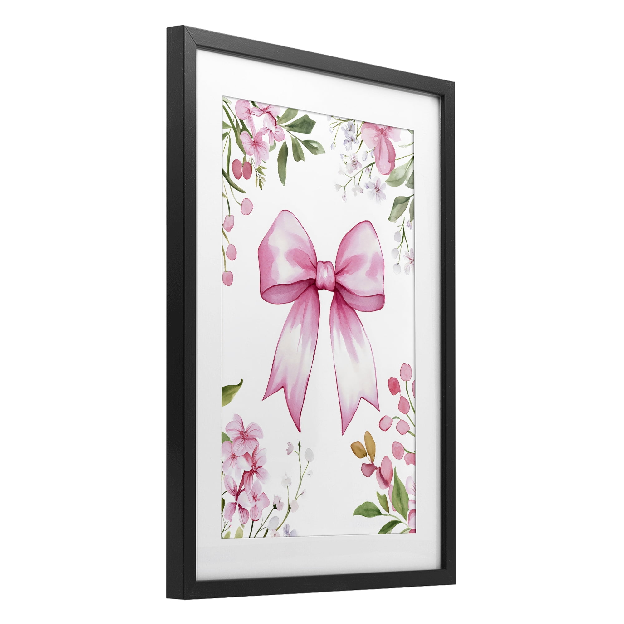 Stupell Industries Whimsical Floral Bow Pink Black Framed Print Under Glass, design by Creative Studio