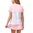 thumbnail image 6 of LJEFF Girls Color Block T-Shirt & Skort Set, Short Sleeve Comfortable Soft Elastic Waist Casual 2PC Outfit Pink Size 6 Years, 6 of 9