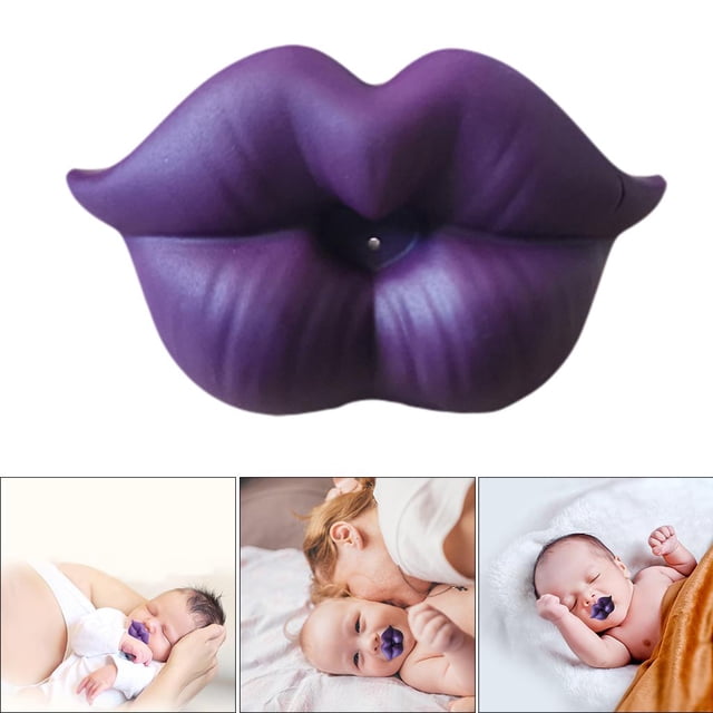 Chupetes Novedad para bebés Chupetes en apariencia de labio para Chupetes sola pieza para bebés Púrpura Yotijar chupete de silicona