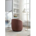 thumbnail image 4 of Swivel Barrel Chair, Modern Teddy Fabric Upholstered Accent Club Armchair with Metal Swivel Ring, Comfy Round Single Leisure Sofa Chair for Living Room Bedroom Office Coffee Shop, Dark Red, 4 of 7