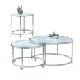 thumbnail image 3 of Bowery Hill Round Contemporary Metal End Table with Faux Marble Top in White, 3 of 7
