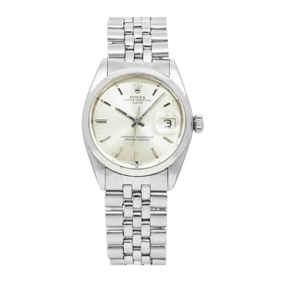 Pre-Owned Rolex Oyster Perpetual Date 1500 34MM Stainless Steel Silver Dial Automatic Watch