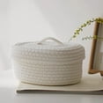 thumbnail image 4 of Xoxingysm Home Textile Storage Oval Baskets with Lids Decorative Baskets with Lids for Organizing Natural Cotton Rope Lidded Baskets with Handles Storage Baskets with Lids 1Pc, 4 of 5
