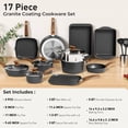 thumbnail image 2 of DishDelight 17Pcs Pots and Pans Set Non Stick, Granite Kitchen Cookware Sets, Induction Cooking Pan Set, Black, 2 of 8