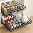 thumbnail image 1 of Organizador de Gabinete Extraíble, Cajones Deslizables para Cocina, sin Necesidad de Perforar, Ancho Ajustable(31 cm-51 cm), con Pegatinas Adhesivas Nano Fijas (Negro Grande y Pequeño), 1 of 7