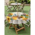 thumbnail image 4 of Outdoor Tablecloths with Umbrella Hole & Zipper, Yellow Sunflowers Round Tablecloths 60 Inch, Daisy Bees Elegant Pastoral Floral Waterproof Table Cloth, Patio/Pool/Picnic Table Covers, 4 of 8