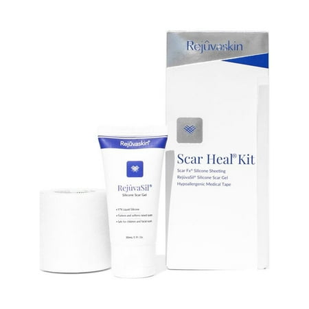 Rejuvaskin Scar Heal Kit - Scar Kit For Medium Scar - Scar Treatment for Soften, Flatten, Reduce and Recover Scars - Scar Gel, 3" x 5" Silicone Sheet & Medical Tape - Physician Recommended