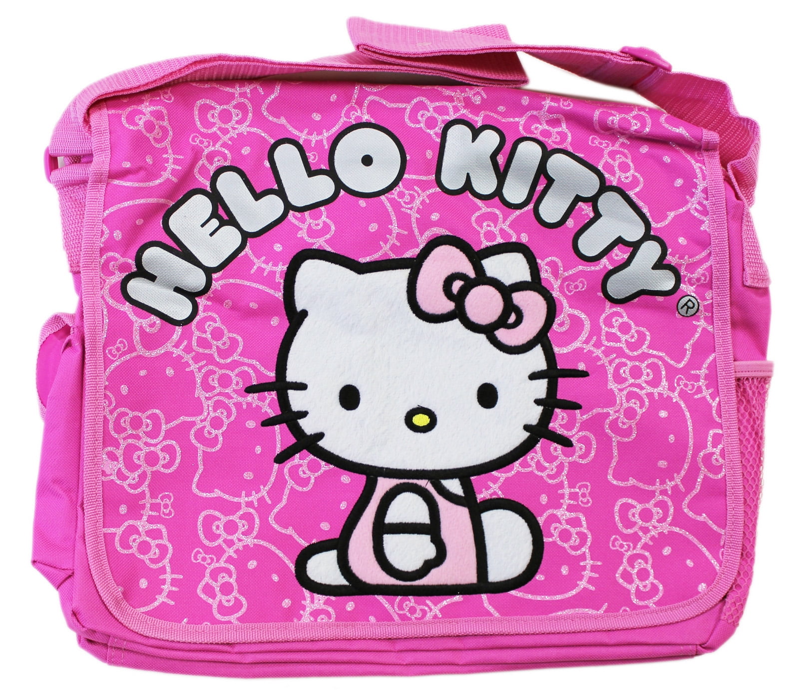Hello Kitty Bright Pink Colored Face Pattern Kids Messenger Bag ...
