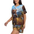 thumbnail image 2 of Kdxio Snowy Mountain Photography Bear Print Pajamas Sets for Women Short-Sleeved Pjs with Lounge Shorts Two Piece Sleepwear S-4XL, 2 of 5