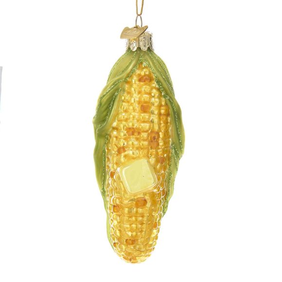 Noble Gems Corn on The Cob Glass Christmas Tree Ornament 4.5 Inch NB1281 New