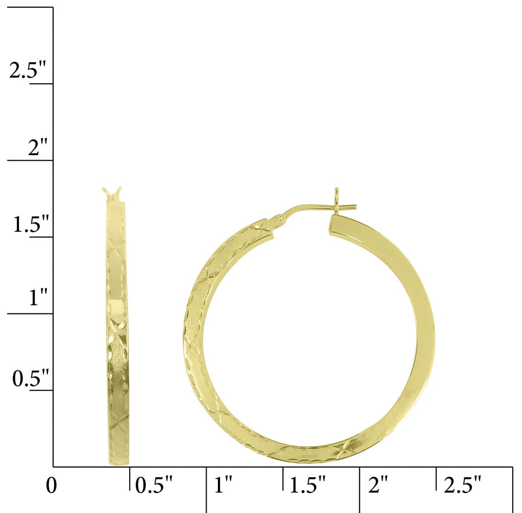 Brilliance Fine Jewelry Women's 14K Gold Plated Sterling Silver Diamond Cut Square Tube Adults Earrings
