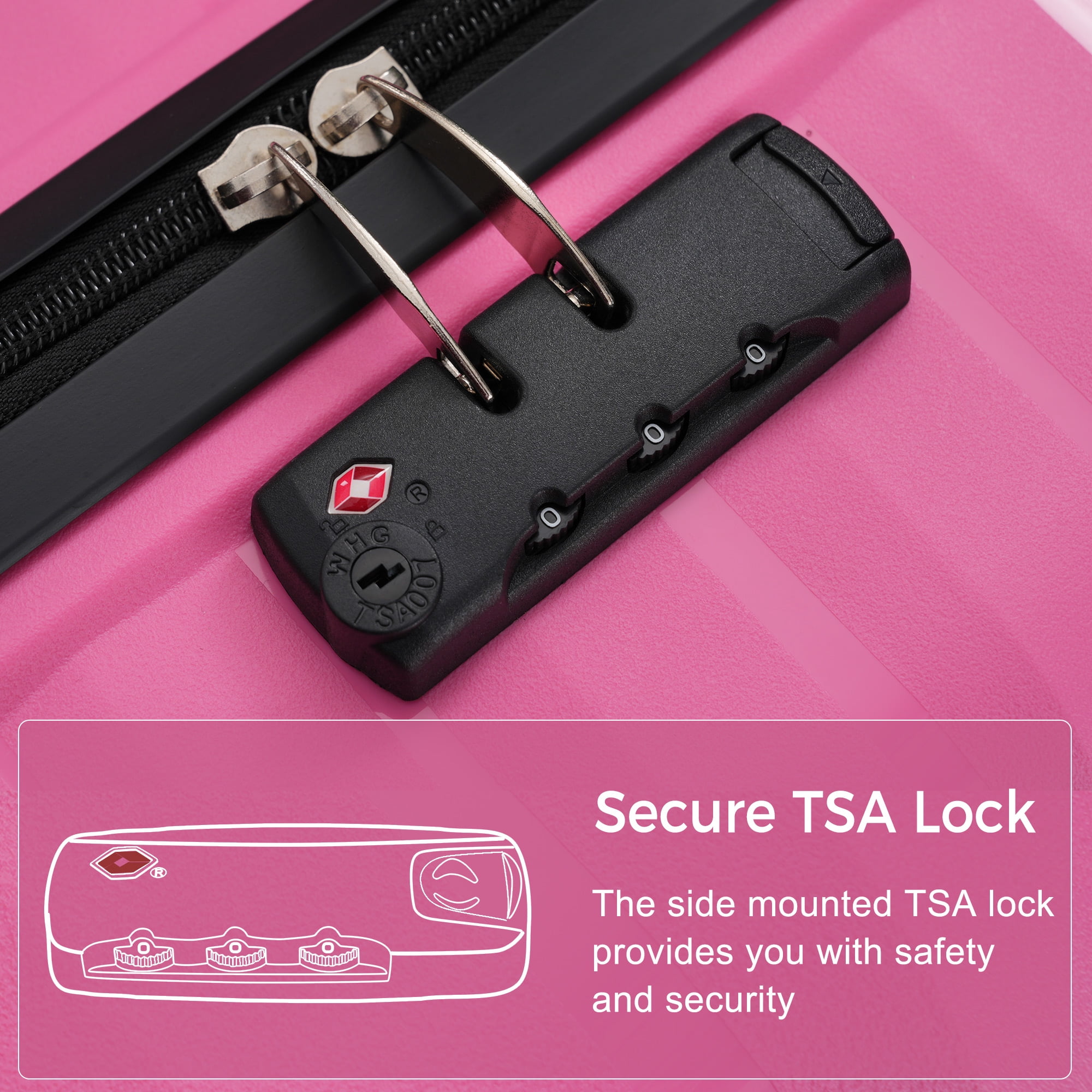 Euroco Luggage Sets 3 Piece,PP Hardside Suitcase Set with TSA Lock & 360° Spinner Wheels,Lightweight Durable Carry on Luggage for Business Travel,Pink(20"/24"/28")
