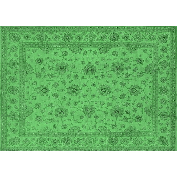 Ahgly Company Indoor Rectangle Oriental Emerald Green Traditional Area Rugs, 7' x 9'