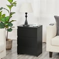 thumbnail image 3 of Topeakmart 24"H Vertical Wooden Nightstand with 3 Drawers for Bedroom, Set of 2, Black, 3 of 8