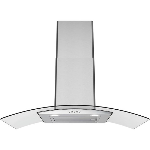 Streamline 36 in. Borsari Ducted Wall Mount Range Hood in Brushed Stainless Steel with Baffle Filters, Push Button Control, LED Lights
