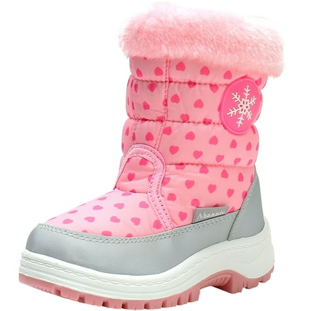 

Ahannie Girls Warm Snow Boots Kids Outdoor Insulated Winter Boots