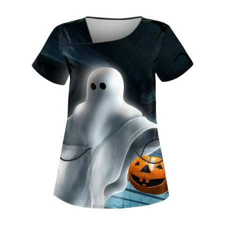 

Umitay gray scrubs for women Women s Casual Printed Short Sleeve Workwear With Double Pocket Top