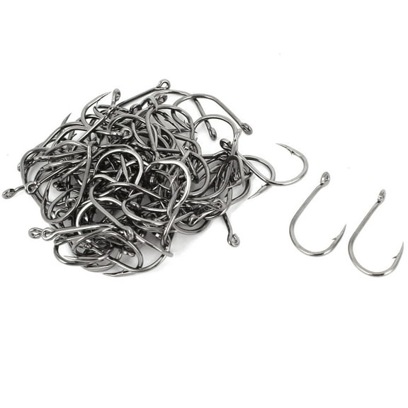 Unique Bargains 50PCS 14# Angling Gear Metal Barb Eyelet Fishing Hooks Fishhook w Case