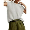 thumbnail image 2 of Spring Autumn Womens Sleeveless Knit Sweater Vest Crewneck Sweaters Ribbed Casual Loose Tank Tops, 2 of 5