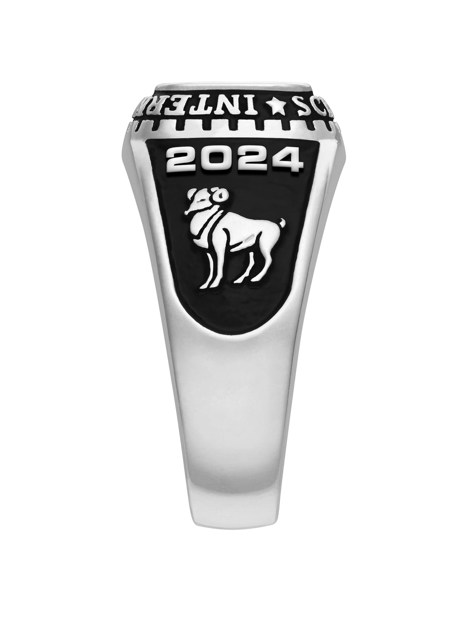 Order Now for 2025 Graduation, Freestyle Women's Sterling Silver Classic Checkerboard Birthstone Class Ring, Personalized, High School or College