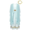 thumbnail image 3 of iiniim Kids Girls Party Dress Princess Robe with Gold Leaf Crown Headwear Light Blue 16, 3 of 6