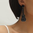 thumbnail image 2 of HAHDAXIA Acrylic Classical Guitar Earrings Retro Renaissance Rock Band Music Guitar Dangle Earrings Punk Style Violin Instrument Drop Earrings Hypoallergenic Lightweight Guitar Earrings for W, 2 of 7