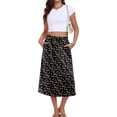 thumbnail image 3 of Asklazy Womens Flowy A-Line Long Skirt Pleated Elastic High Waist Drawstring Skirts with Pockets,Mother's Day,Black Flower,2XL, 3 of 9