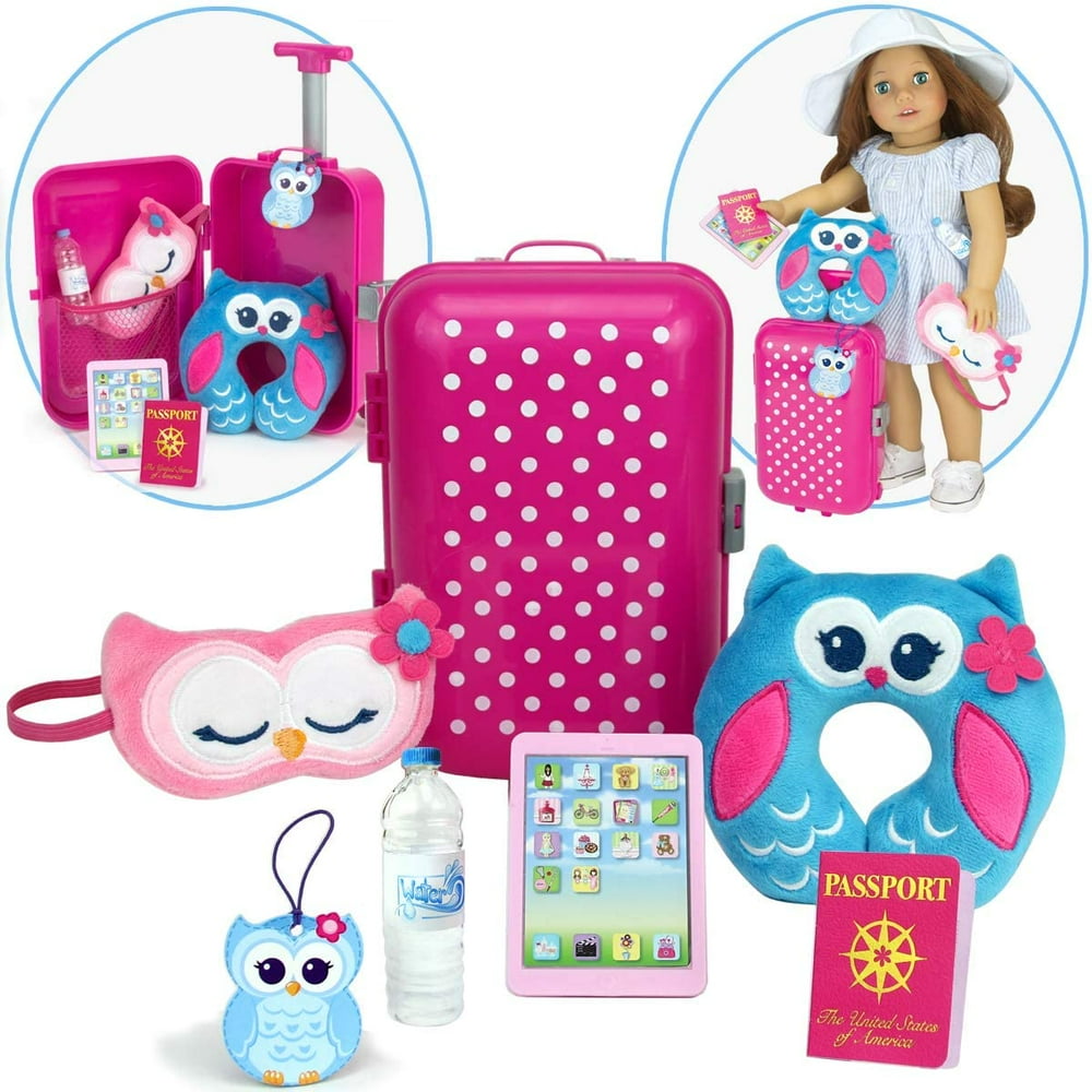 Doll Travel Play Set by Sophia's 7 Piece Doll Accessory Luggage Set for your Favorite American