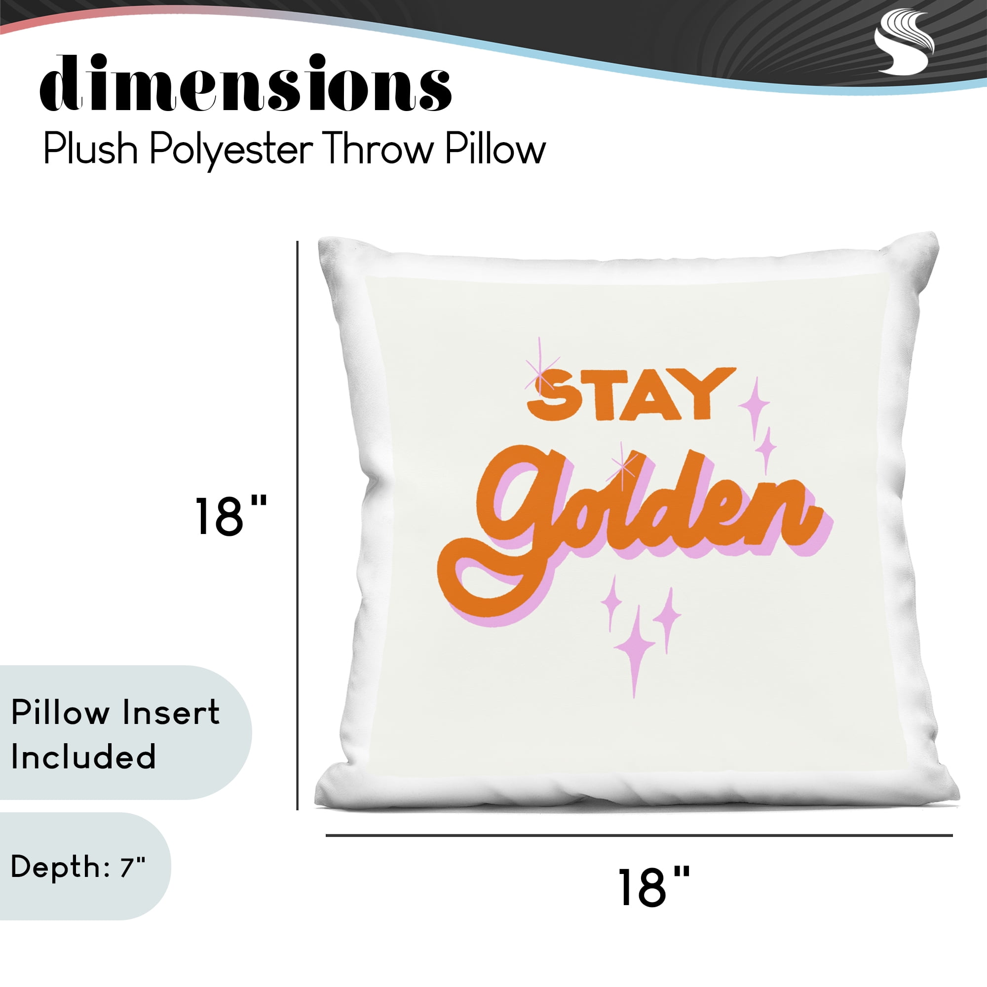 Stupell Industries Stay Golden Retro Letters Decorative Printed Throw Pillow, design by Indira Prieto | IndySign, 18 x 7 x 18