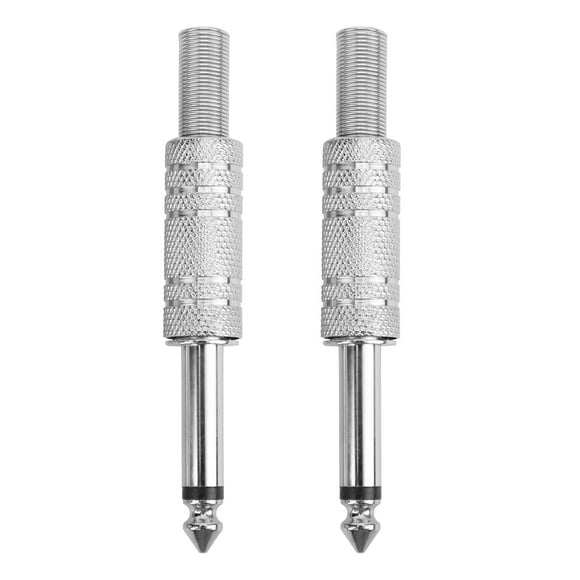 2Pcs Audio Adapter Male Coupler Joiner Guitar Earphone Straight Jack Plug In Connector 6.35mmSingle Track
