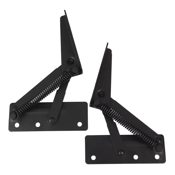 Pretyzoom 1Pair Locking Spring Hinge for Cabinet Doors Black Steel Stable and Firm
