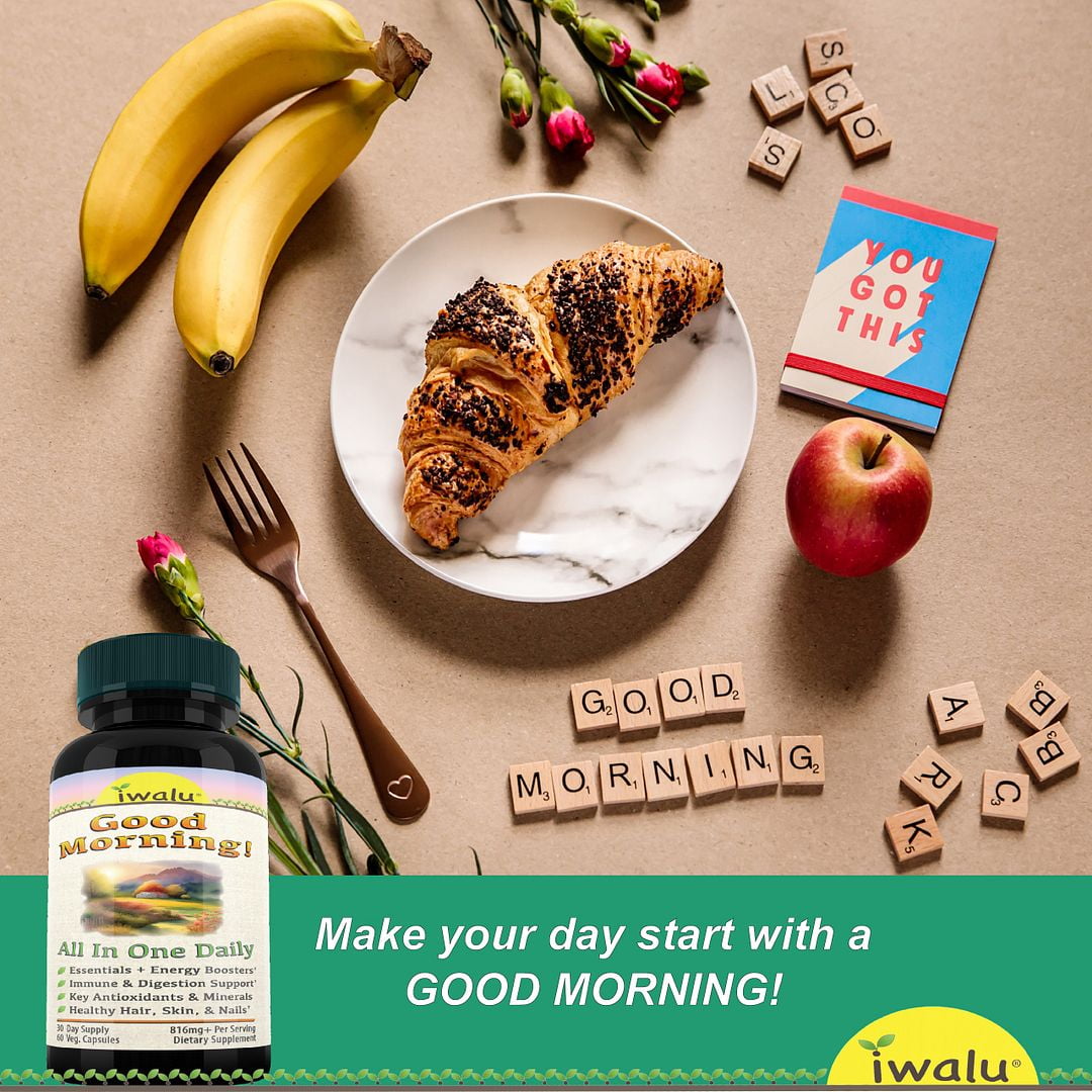 iwalu GoodMorning Women's Daily Multivitamin | All in One Vitamins Minerals Botanicals Complex | A D3 B Complex Magnesium Cinnamon Saw Palmetto - for Active Adults | 60 Capsules | NSF Certified USA
