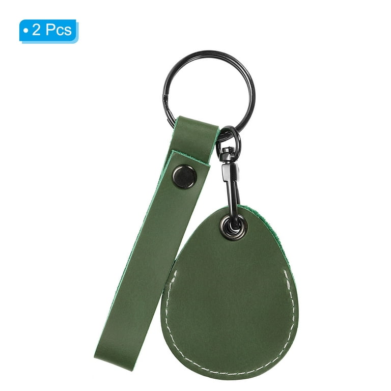 Uxcell Leather Keychain Blanks, 2 Pack Cowhide Key Fob with Key Rings for  Laser Engraving, Olive Green