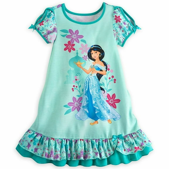 Disney Store Princess Aladdin Jasmine Short Sleeve Nightgown Pajama Girl Size 5/6