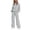 Gray, variant on Women's Two Piece Sweatsuits Long Sleeve Drawstring High Neck Sweatshirts Elastic High Waist Wide Leg Pants Casual Sports Lounge Tracksuit Sets