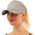 thumbnail image 2 of Casquette de Baseball en Forme de Queue de Poney Chapeau de Soleil de Camionneur Réglable en Maille à Gros Chignon, 2 of 5