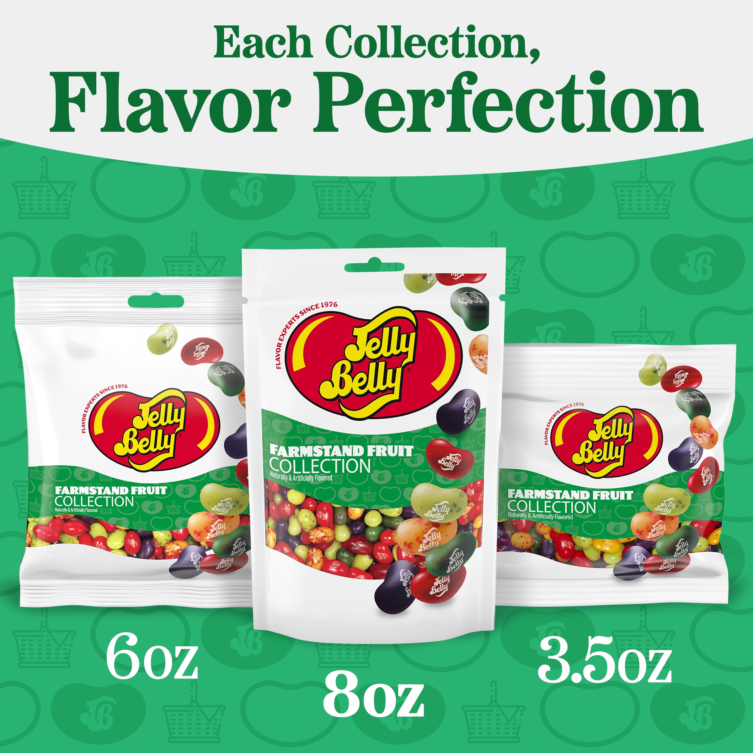 Jelly Belly Farmstand Fruit Jelly Bean Collection - 8 oz Pouch Bag, 10-Count Case - Genuine, Official, Straight from the Source