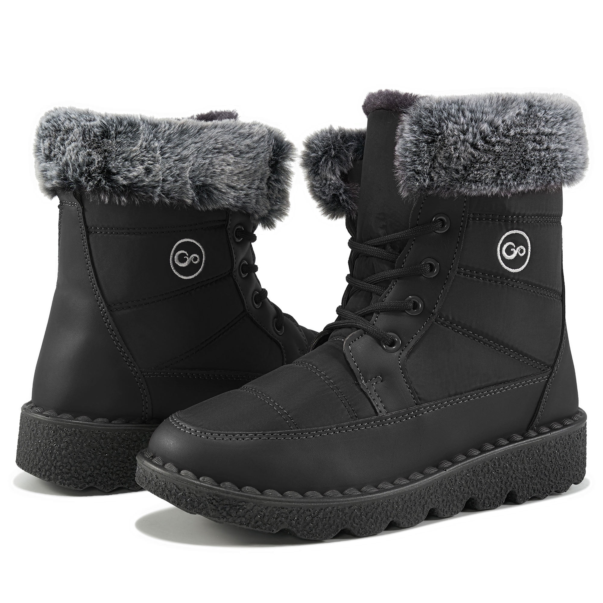 Women's Lace Up Winter Boots Warm Faux Fur Lined Ladies Snow Boots