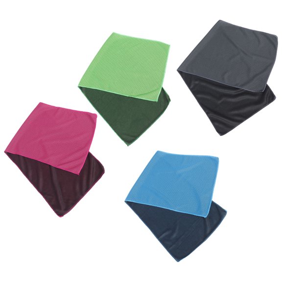 FONDOTIN 4-Pack Microfiber Cooling Towels Assorted Colors, Quick Dry UV for Sports, Outdoor, Gym, and Fitness Activities