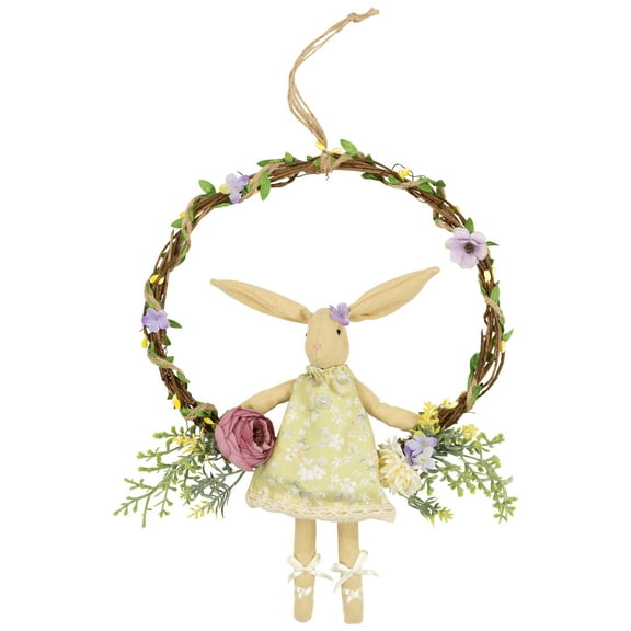 Northlight Girl Bunny Artificial Floral Mini Easter Wreath - 10" - Green