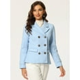 thumbnail image 3 of INSPIRE CHIC Caban à Revers Cranté à Double Boutonnage pour Femme Bleu Pâle L, 3 of 6