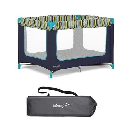 UPC: 0640522769599 | Dream On Me Zodiak Portable Playard in Navy Lightweight Packable and Easy Setup Baby Playard Breathable Mesh Sides and Soft Fabric – Comes with a Removable Padded Mat Navy Small (Pack of 1)