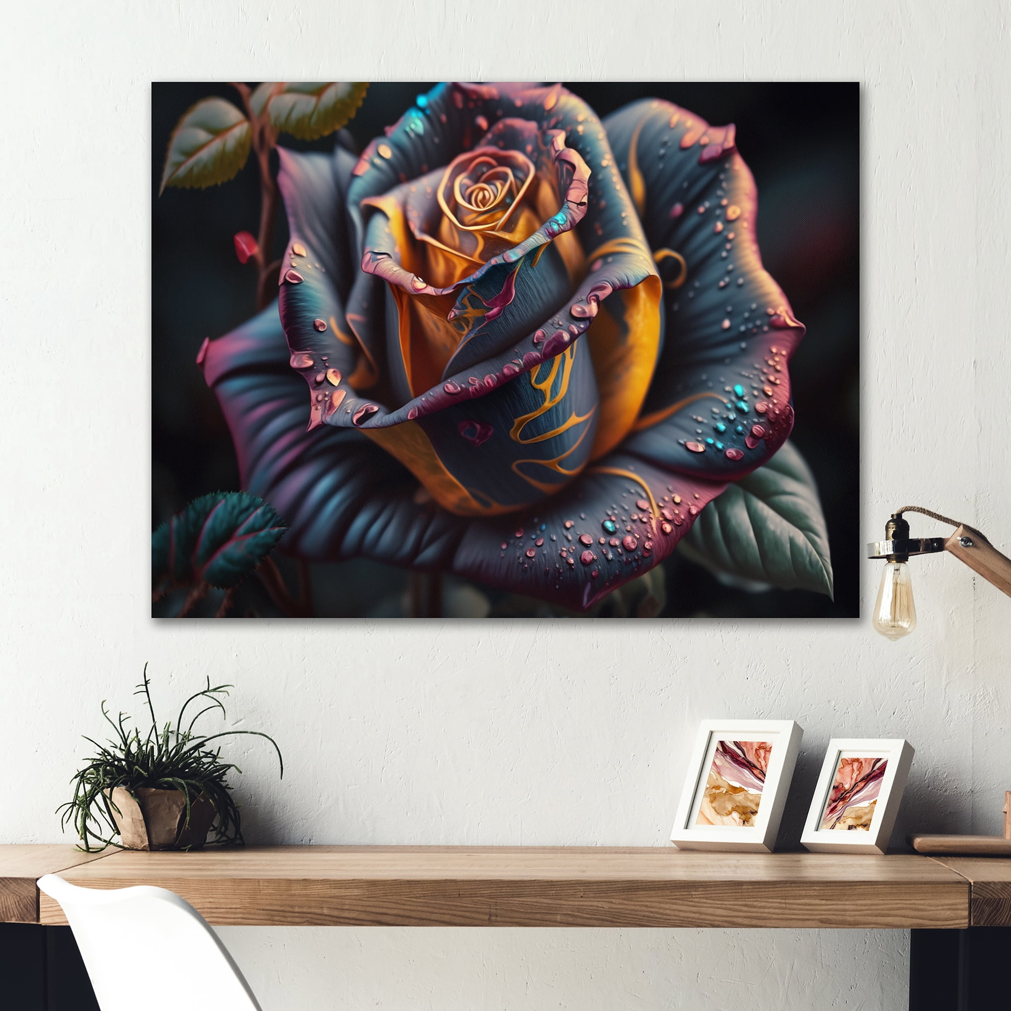Designart Colorful Rose I Canvas Wall Art