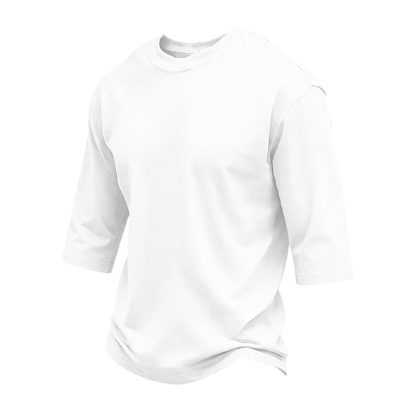 3/4 Sleeve Shirt Men Casual comfort Crewneck Baseball solid T-Shirts Fall Sport Athletic Basic Going Out Tops White 3XL