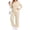 Beige, variant on Women's Plus Size 2 Piece Hoodie Outfits - Ribbed Knit Hooded Sweatshirt & Wide Leg Pants Set, Cozy Fall Winter Loungewear,Beige,2XL